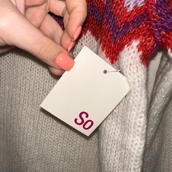 So juniors knit cowl neck tunic printed sweater L NWT fall winter - Picture 6 of 8